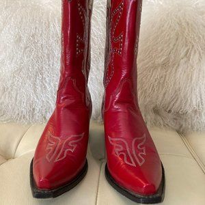 Frye Cowgirl Red Leather Dove Ladies Boots 9M